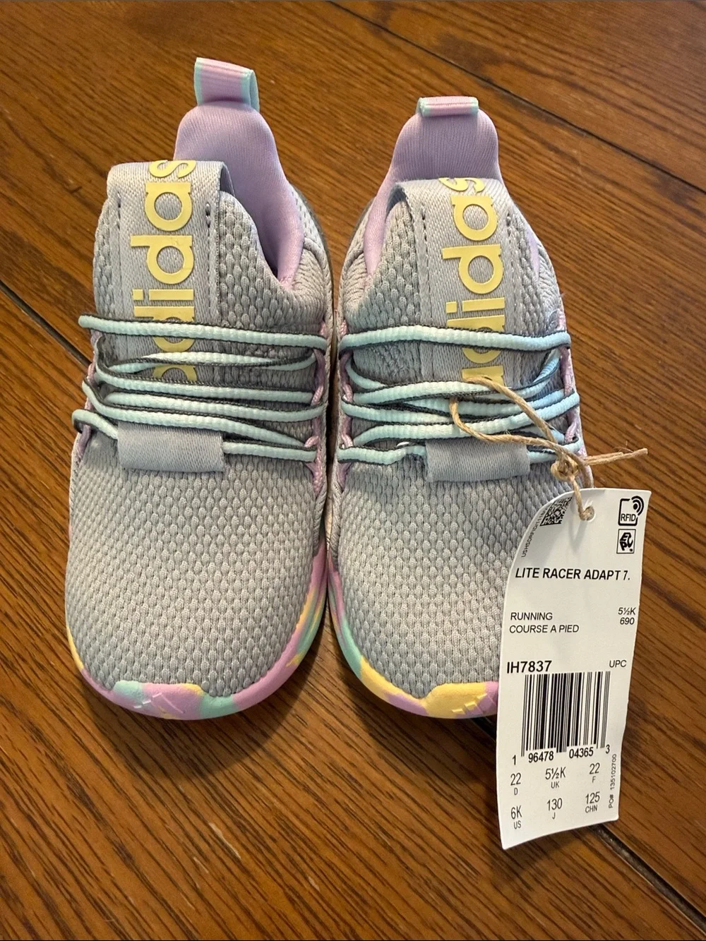 adidas Kids Gray Sneakers with Pastel Accents